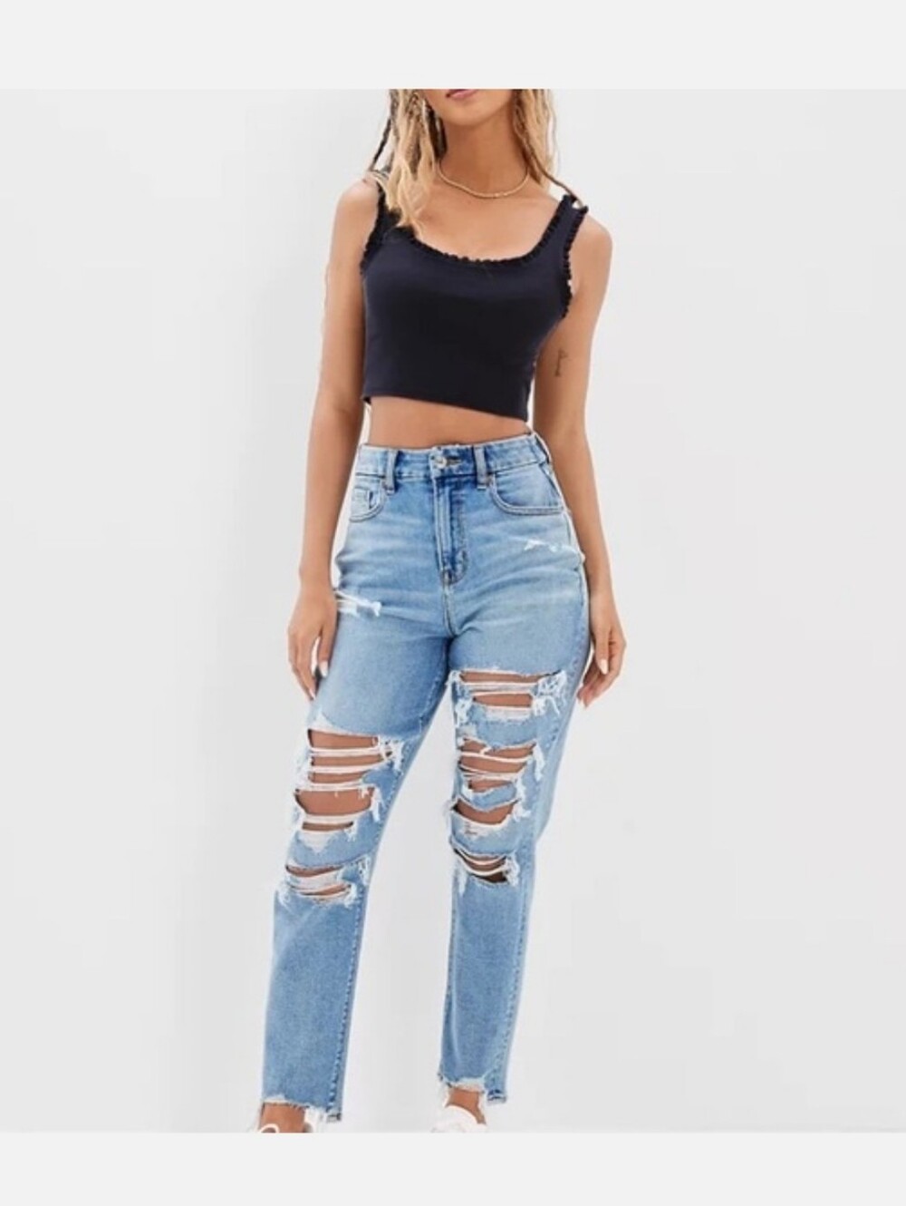 High-Rise Distressed Light Blue Women’s Jeans
